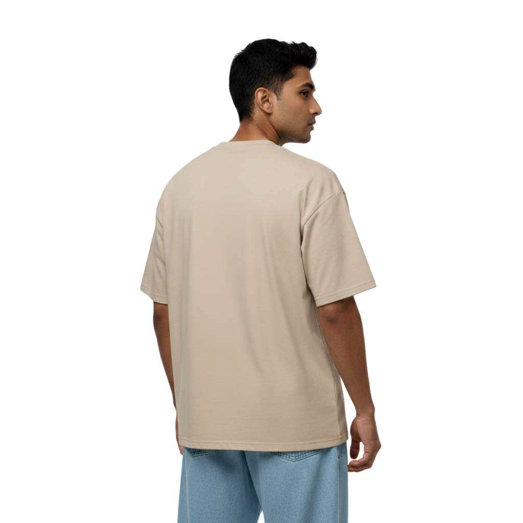 Hustle Harder Than Yesterday (Chest Puff Print) - Beige