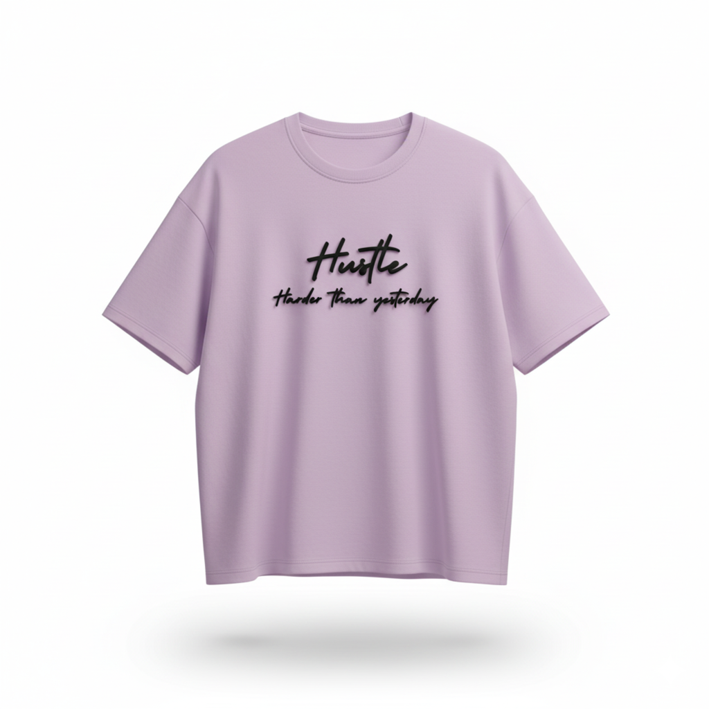Hustle Harder Than Yesterday (Chest Puff Print) - Violet