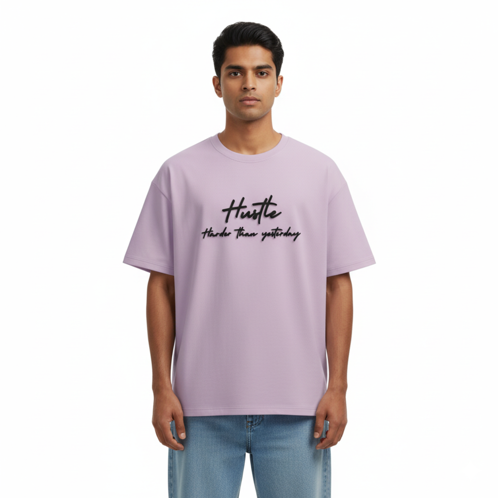 Hustle Harder Than Yesterday (Chest Puff Print) - Violet
