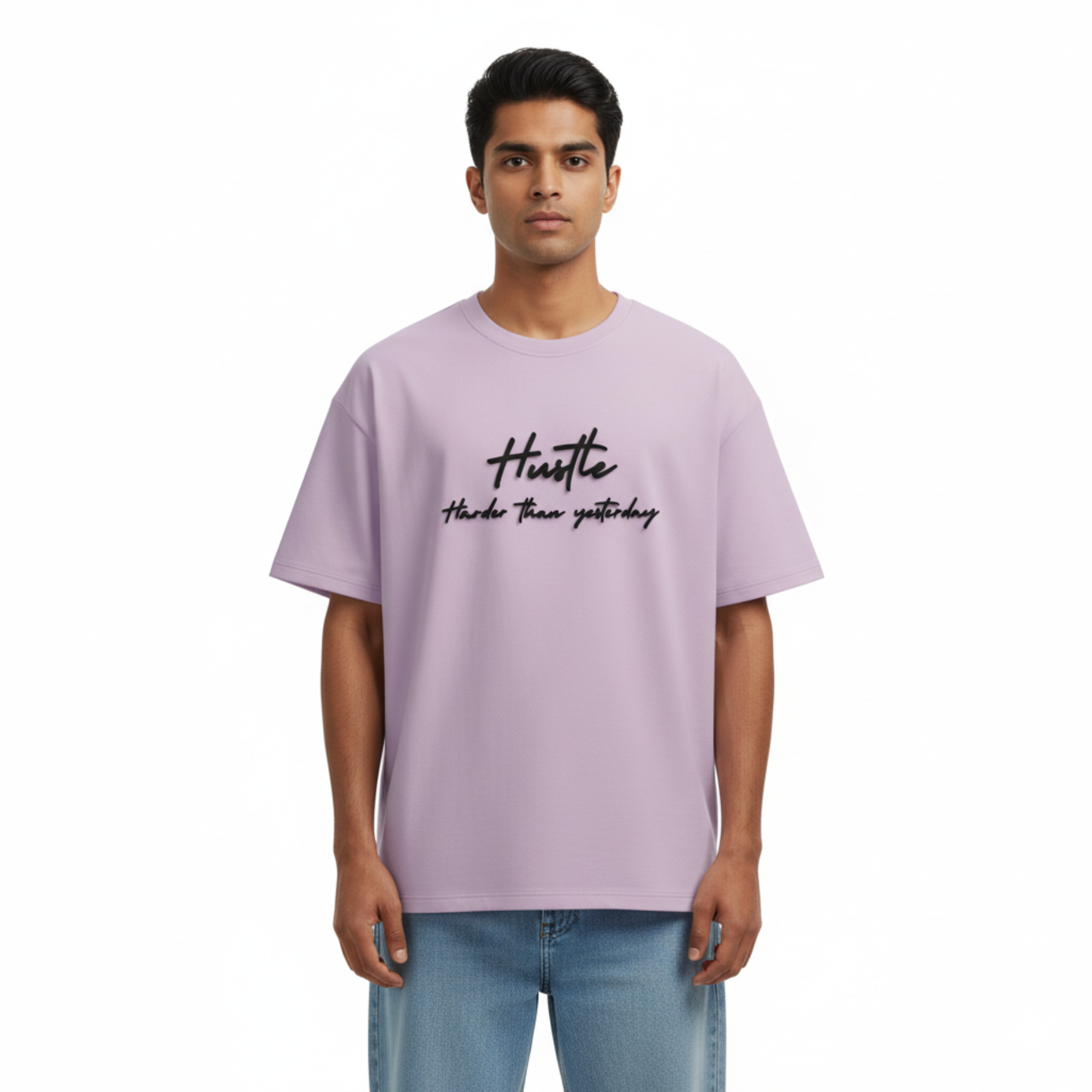 Hustle Harder Than Yesterday (Chest Puff Print) - Violet