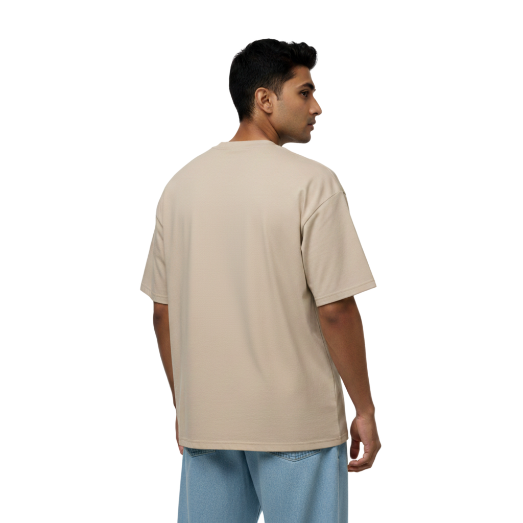 Plain Beige Oversized T-Shirt – Premium Cotton