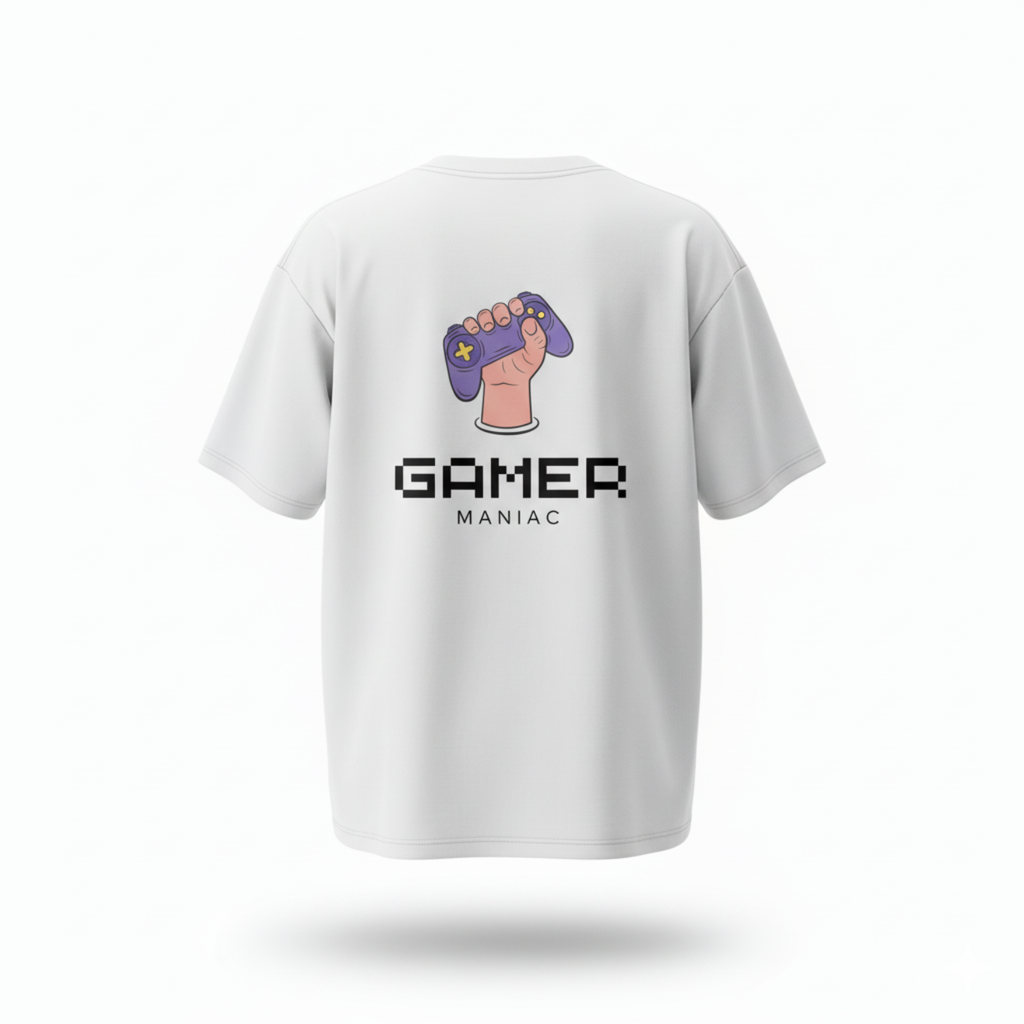 Gamer Maniac Oversized Tee - White