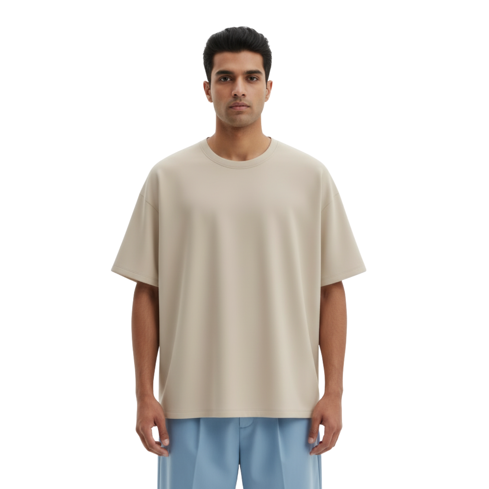 Plain Beige Oversized T-Shirt – Premium Cotton