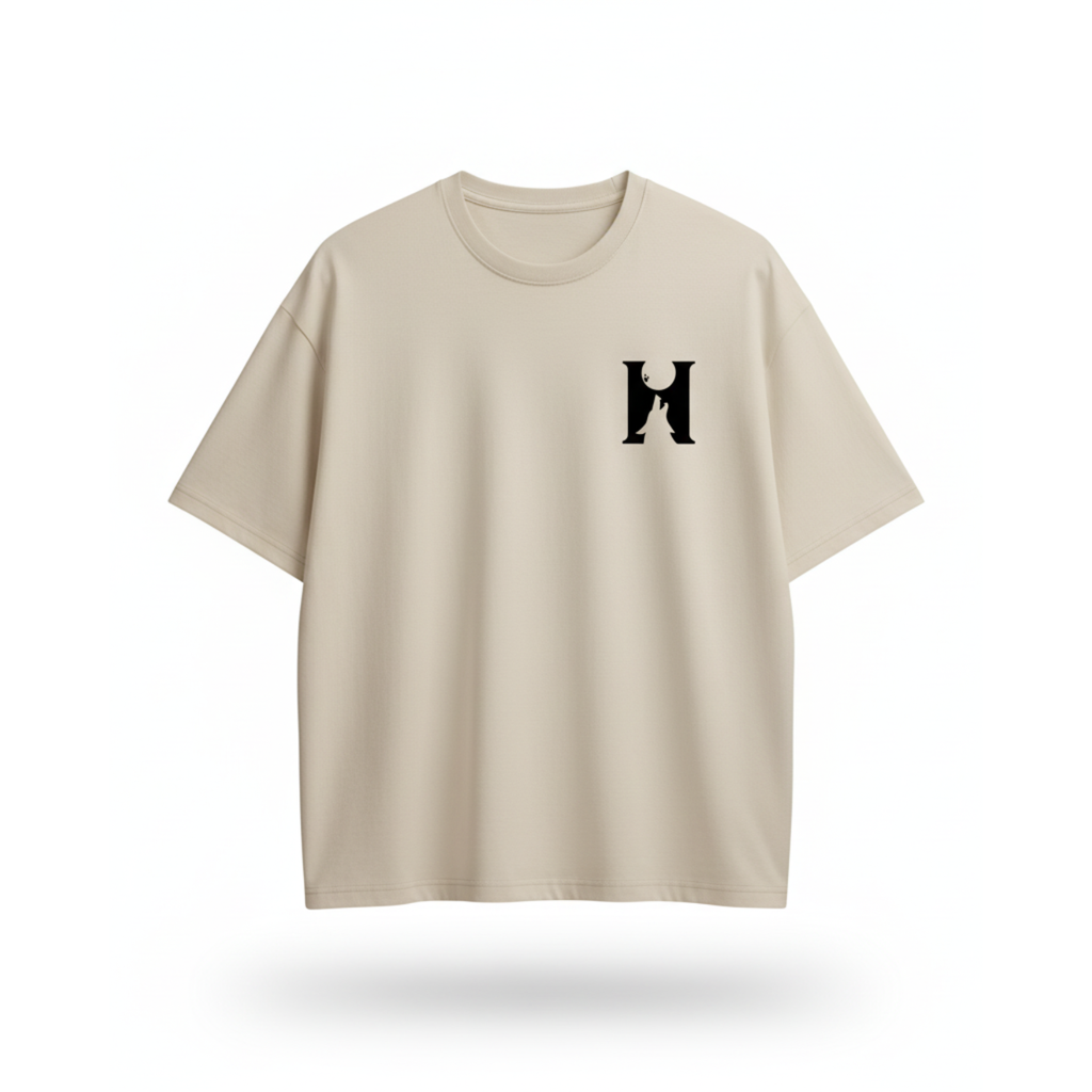 Roaring Bear – Hustle Premium Graphic Print Tee - Beige