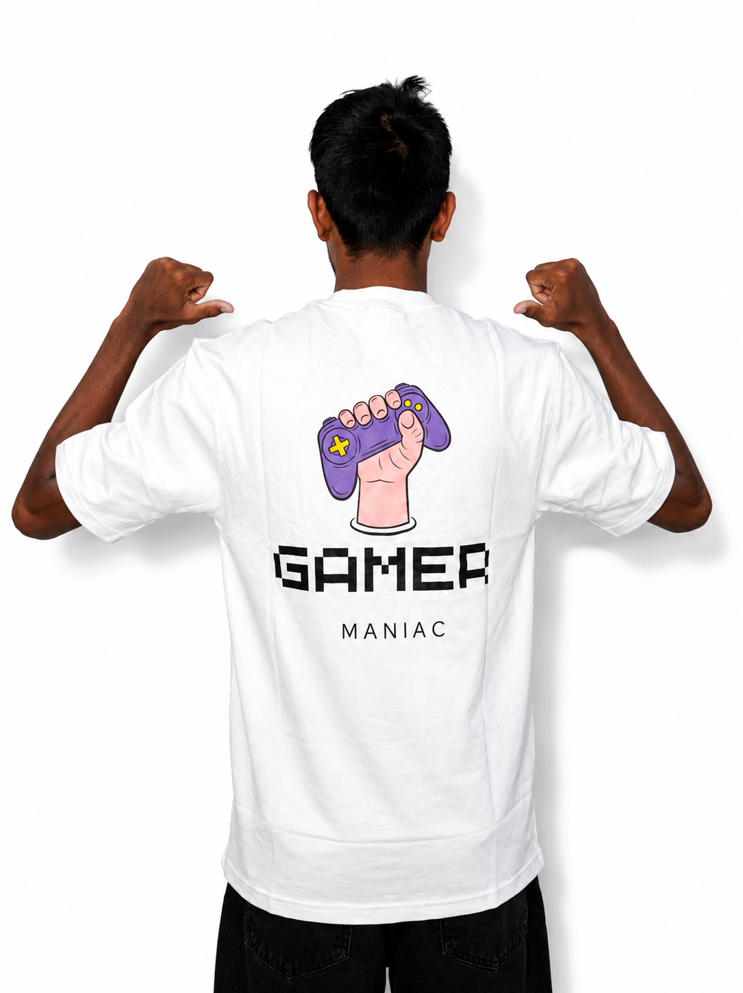 Gamer Maniac Oversized Tee - White