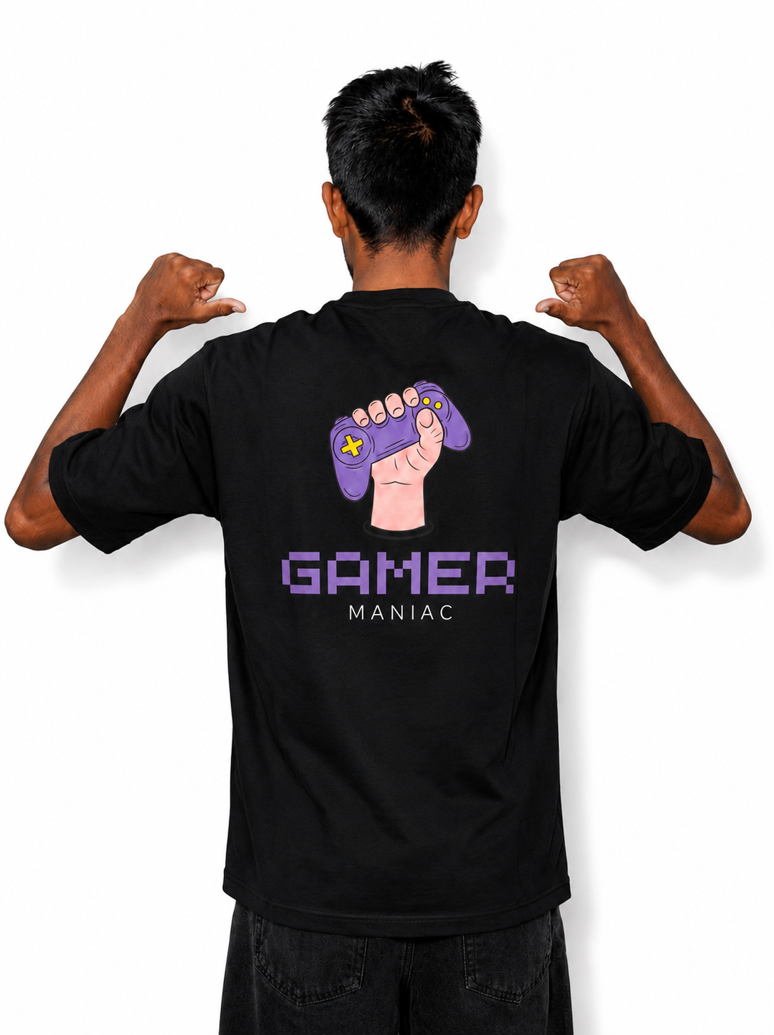 Gamer Maniac Oversized Tee - Black