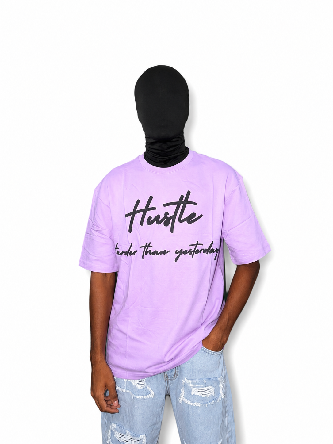 Hustle Harder Than Yesterday (Chest Puff Print) - Violet
